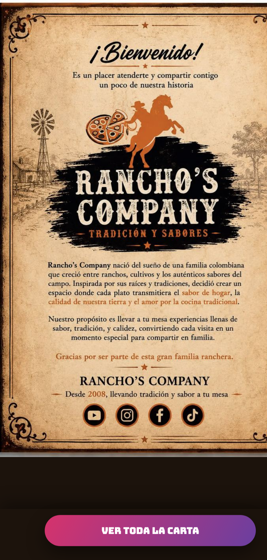 Carta digital Rancho's Company